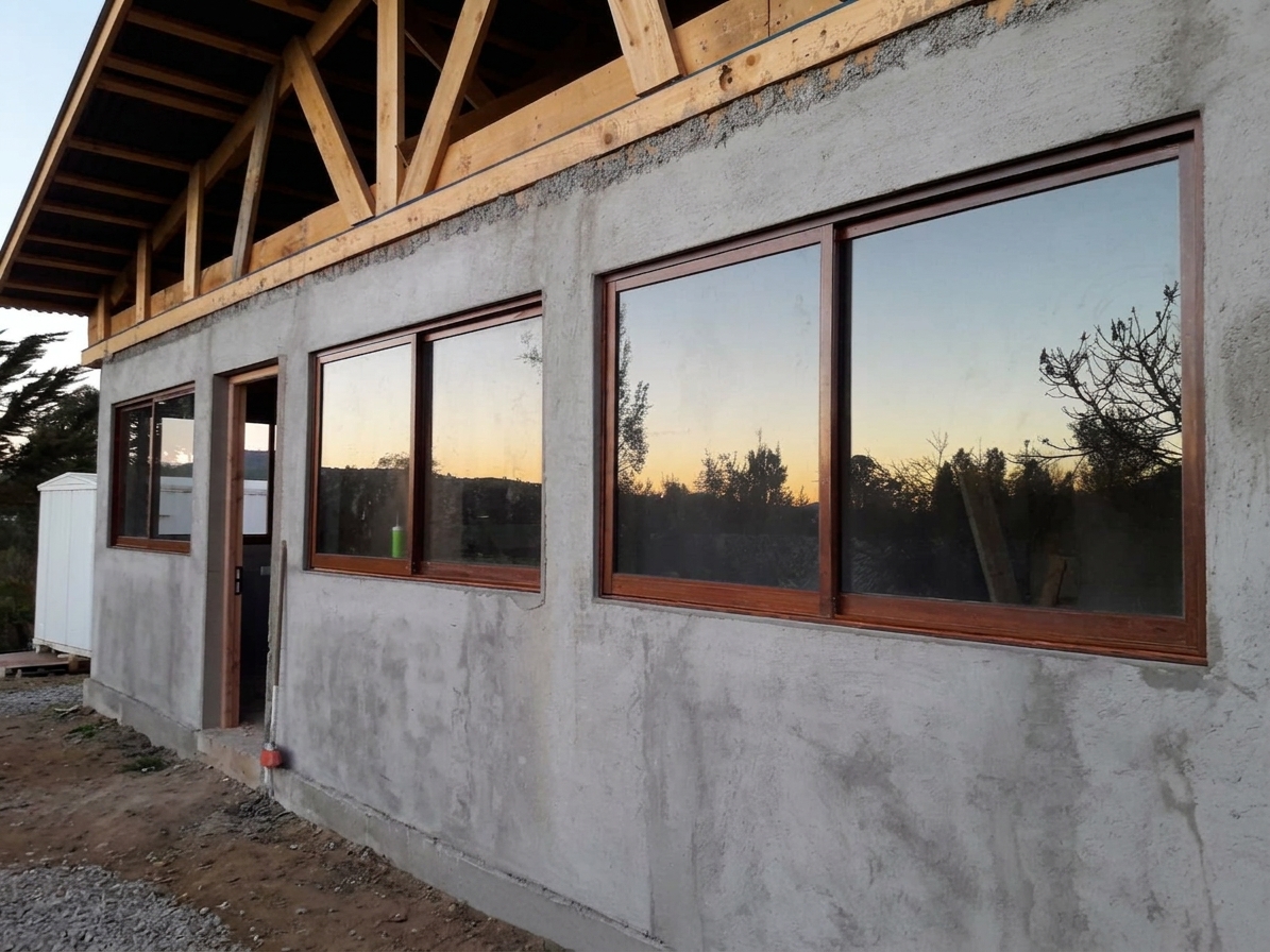 Amplios ventanales al atardecer — termopaneles instalados